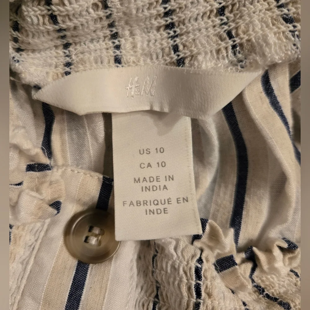 Striped Off-Shoulder Button-Up Top - Picture 3 of 6